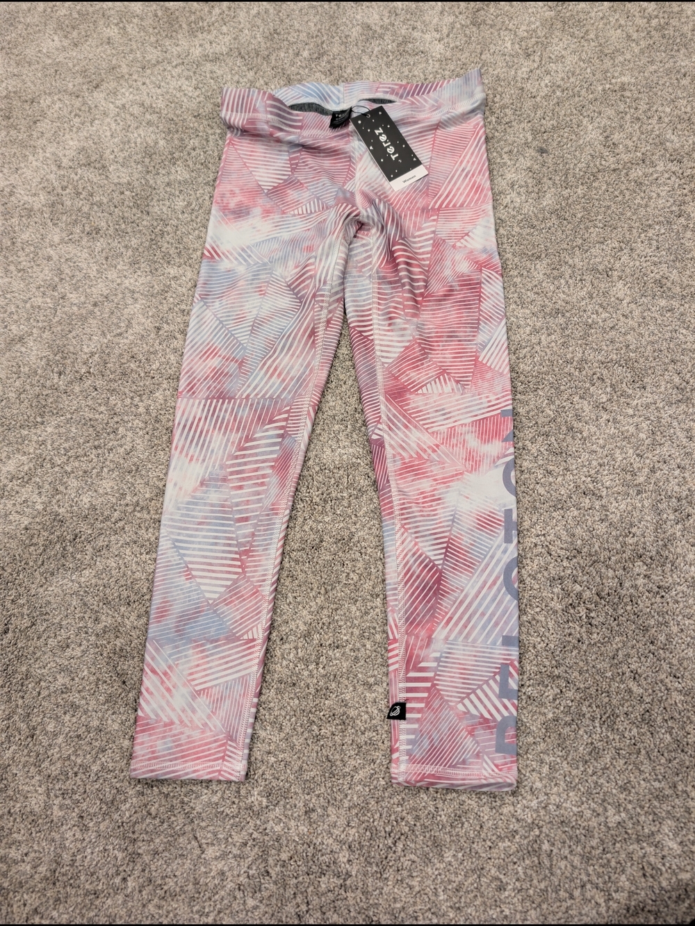NWT Terez x Peloton Geometric Printed Leggings Size XL High Waist Pink Blue